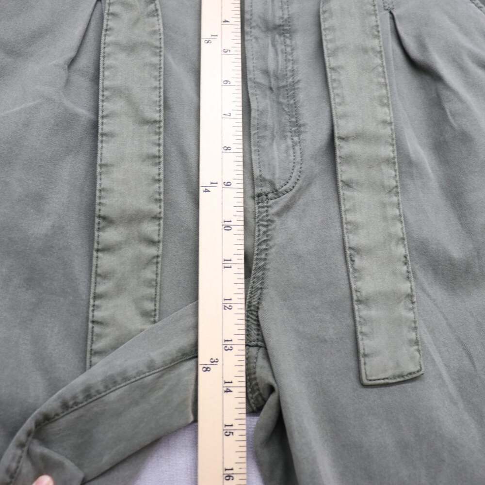 Paige Harper High Rise Paperbag Belted Wide Leg Pants Ivy Green Lyocell Size 31 - Picture 10 of 15
